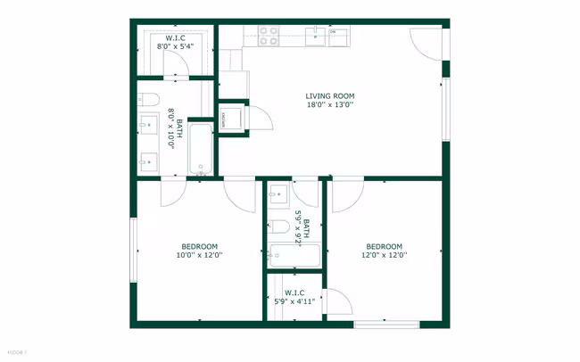 2 Beds • 2 Bath 108 floor plan